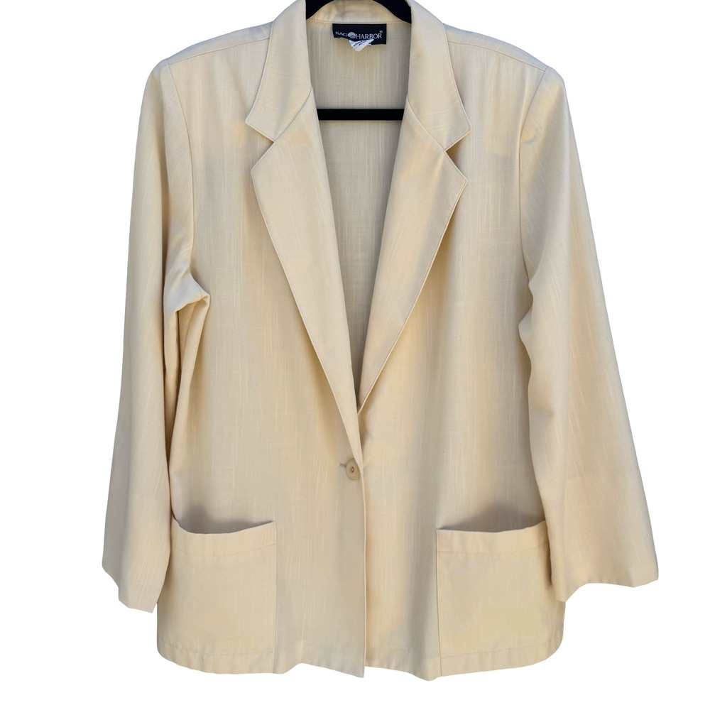 Sag Harbor Vintage 80s 90s Butter Yellow‎ Old Money Blazer Jacket 16 Oversized